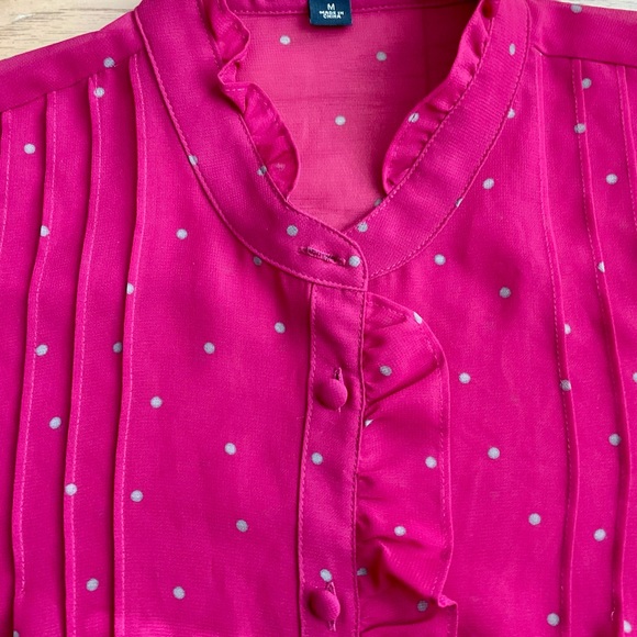 Banana Republic Fuchsia Pink Polka Dot Blouse - Picture 4 of 5